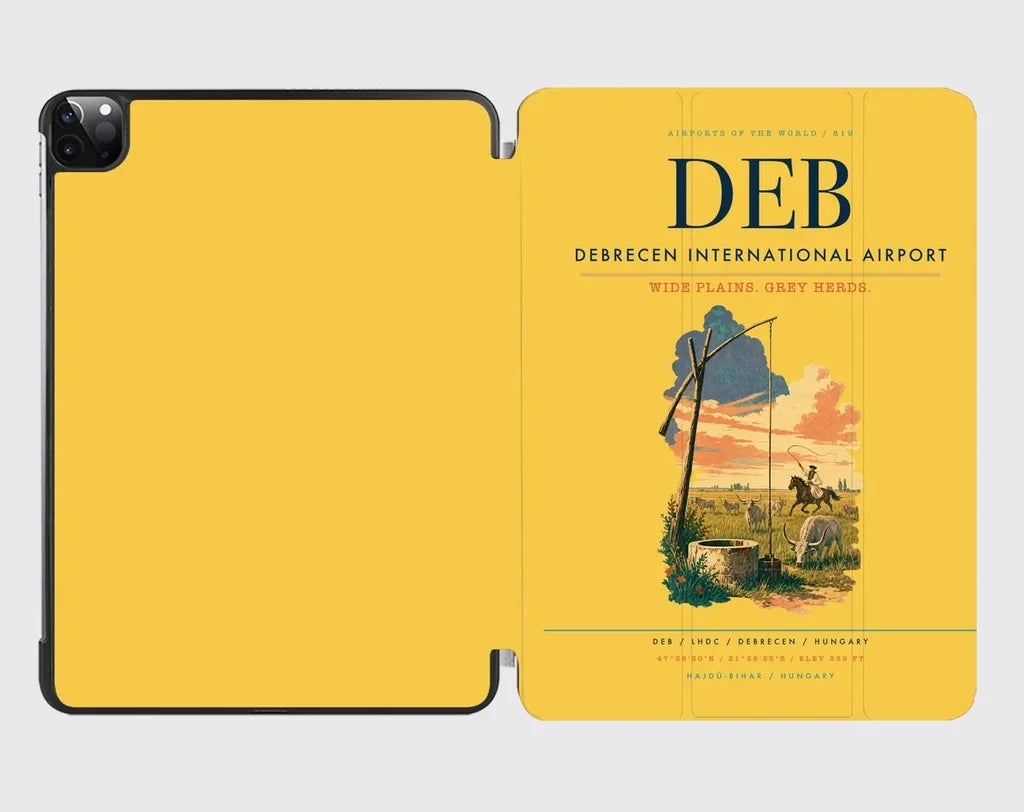Debrecen International Airport (DEB) design on yellow ipad tablet case
