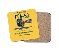 Thumbnail for CF6-50 design on yellow 1 piece coaster