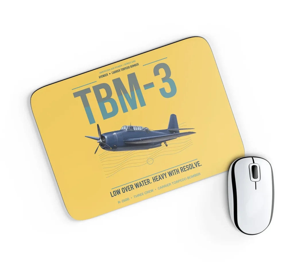 TBM-3 Avenger design on yellow rectangle mouse pad