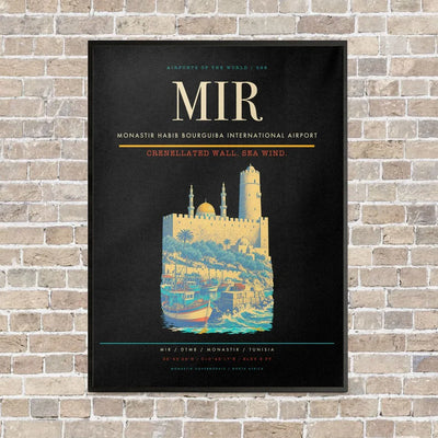 Monastir Habib Bourguiba International Airport MIR vertical canvas print - framed - black background