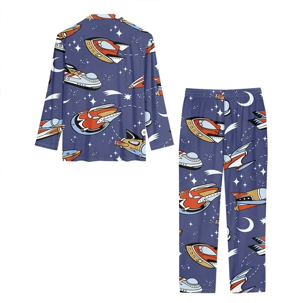 Spaceship & Stars men button pajamas - view 3