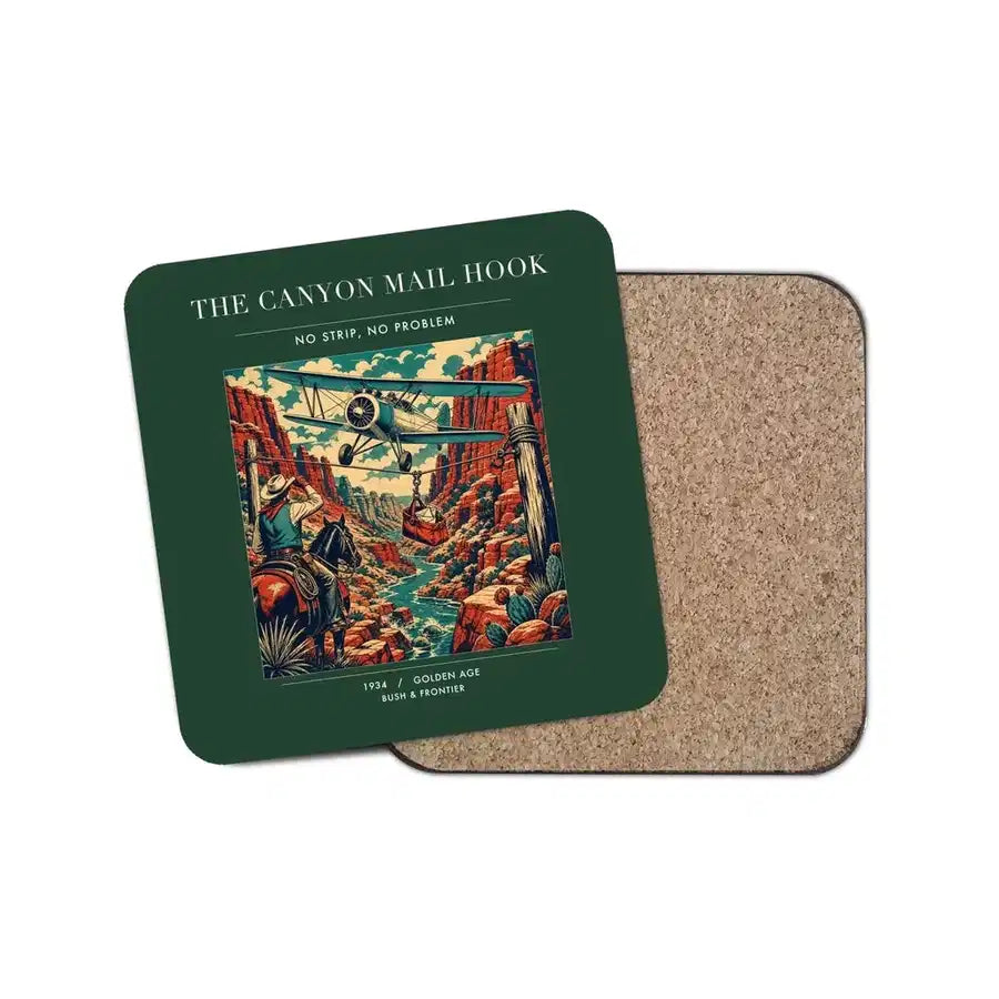 The Canyon Mail Hook - Designed Coasters design on dark green 1-piece