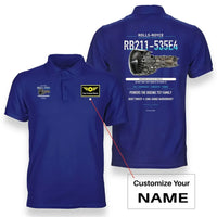 Thumbnail for RB211-535E4 design on blue polo with custom name badge