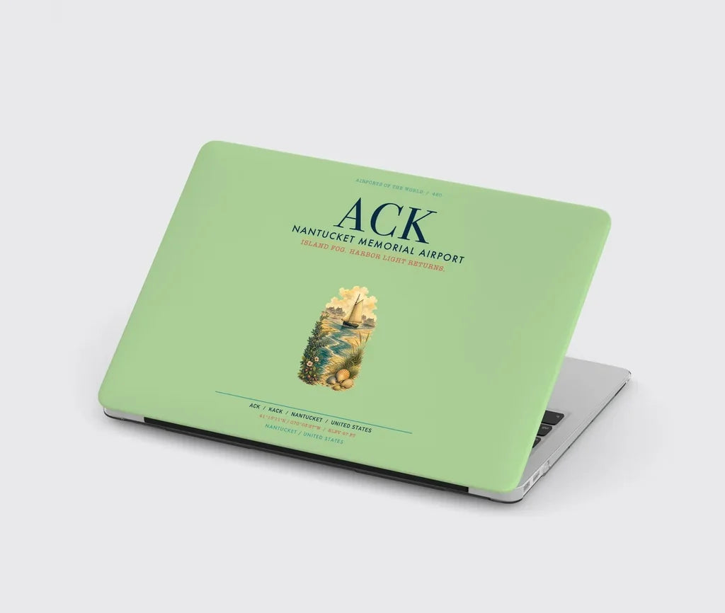 Nantucket Memorial Airport (ACK) design on light green MacBook case