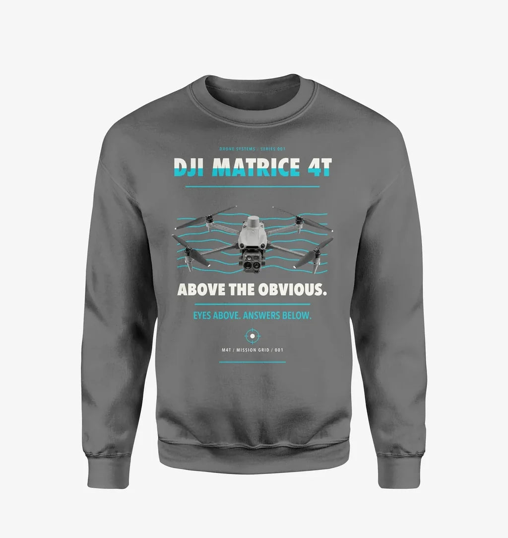 DJI Matrice 4T design on gray sweatshirt