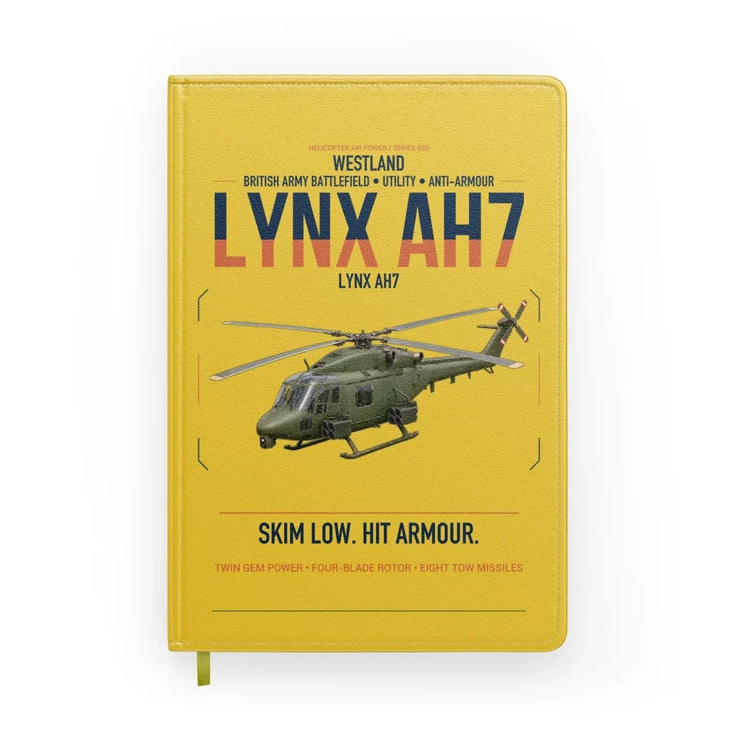 Westland Lynx AH7 design on yellow notebook
