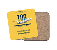 Thumbnail for Fokker 100 design on yellow 1 piece coaster