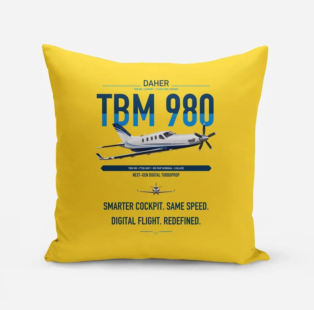 Daher TBM 980 design on yellow pillow