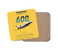 Thumbnail for Bombardier Challenger 600 design on yellow 1 piece coaster