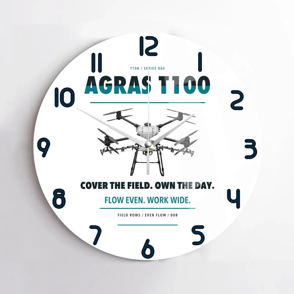 DJI Agras T100 design on white no frame wall clock