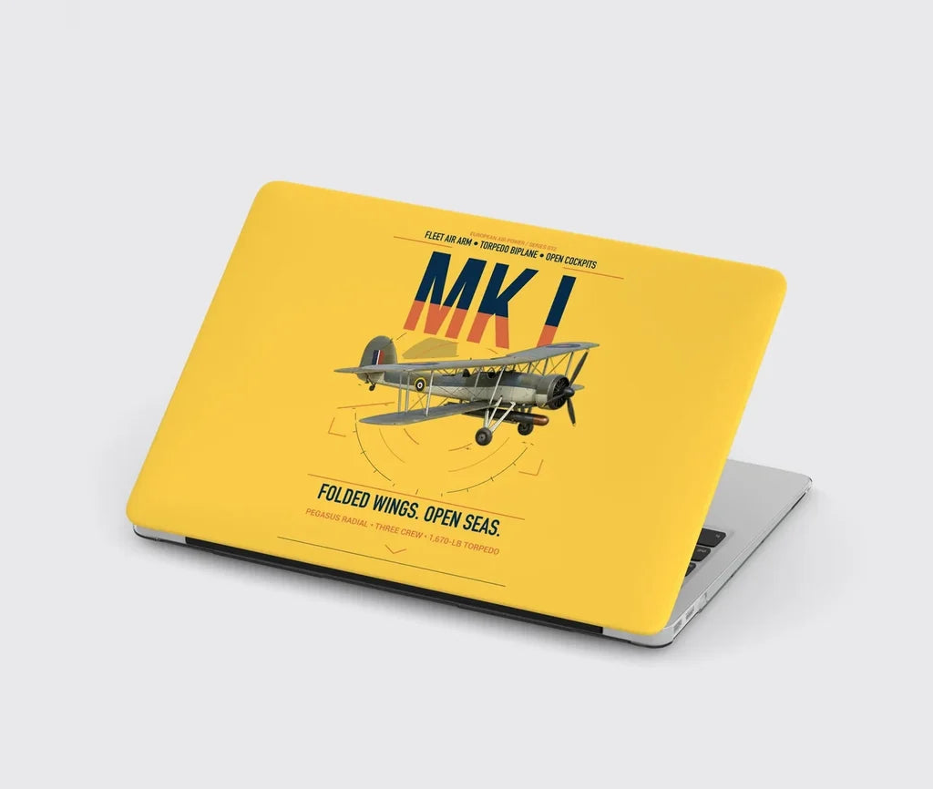 Fairey Swordfish Mk I design on yellow MacBook case