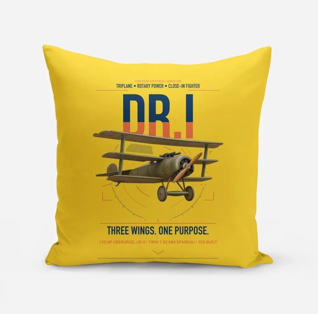 Fokker Dr.I design on yellow pillow