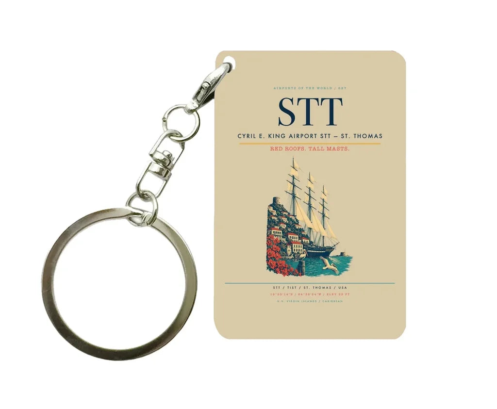 Cyril E. King Airport (STT) design on beige key chain