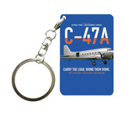 Thumbnail for C-47A Skytrain design on blue designed key chain, double-side print