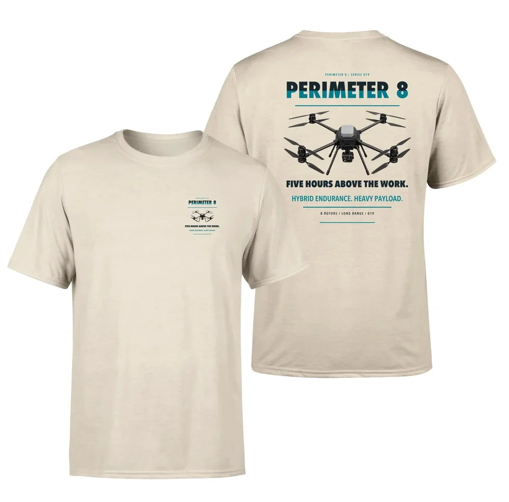 Skyfront Perimeter 8 design on beige t shirt