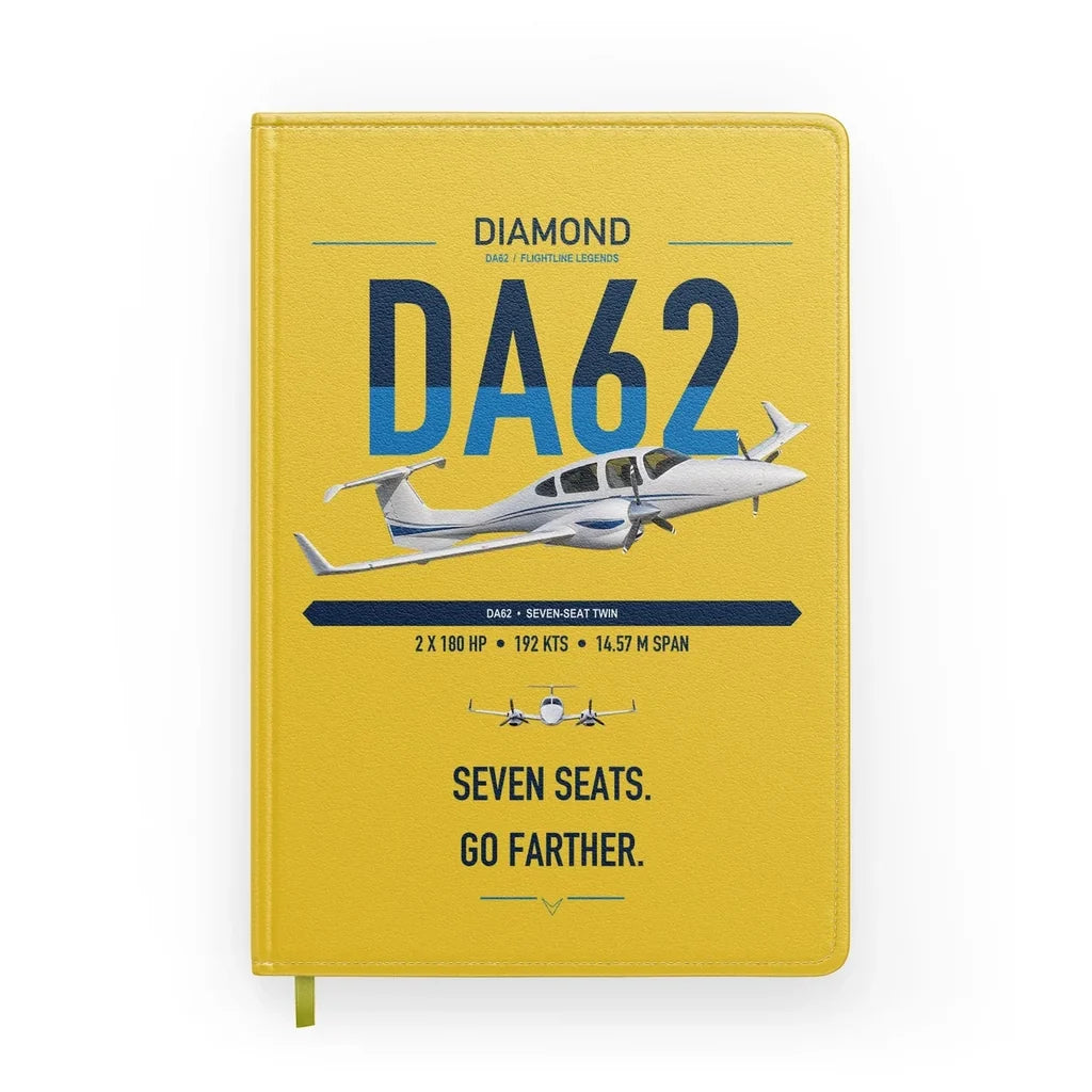 Diamond DA62 design on yellow notebook