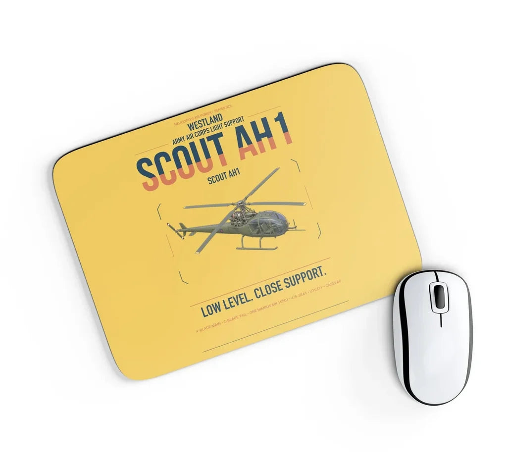 Westland Scout AH1 design on yellow rectangle mouse pad