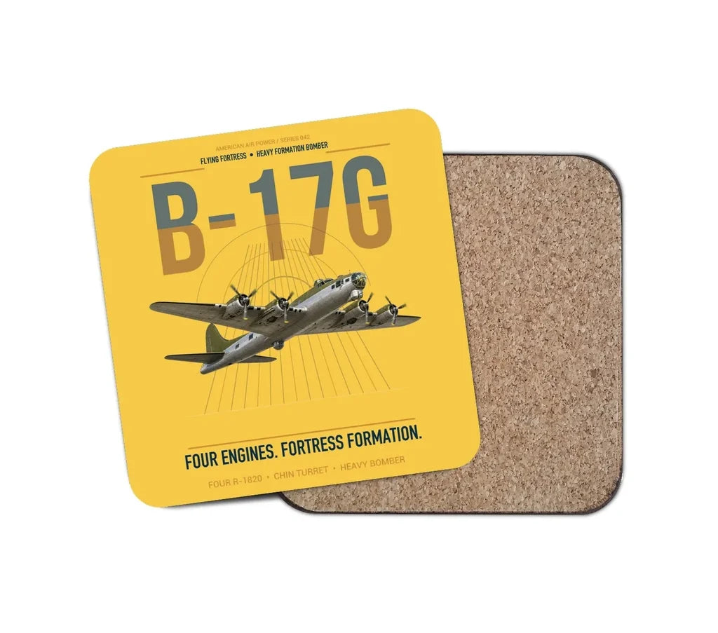 B-17G Flying Fortress design on yellow 1 piece coaster