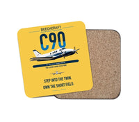 Thumbnail for Beechcraft King Air C90 design on yellow 1 piece coaster