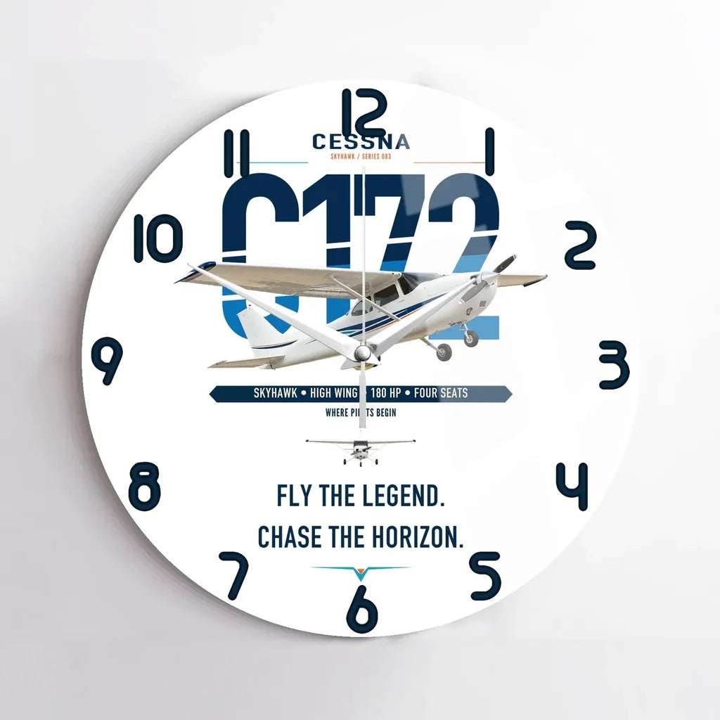 Cessna 172 Skyhawk design on white no frame wall clock