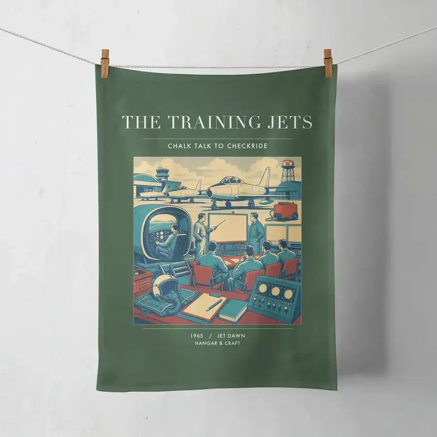 VINTAGE G4126 - The Training Jets - Designed Towels design on darkgreen