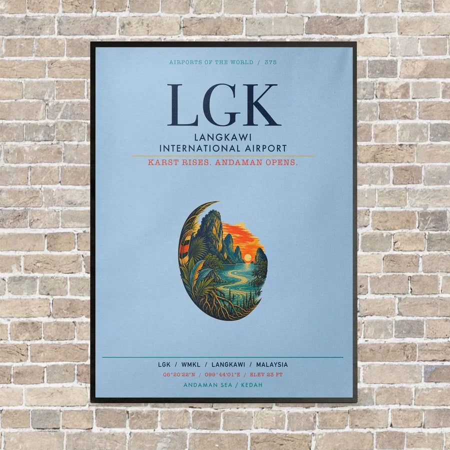 Langkawi International Airport LGK vertical canvas print - framed - light blue background