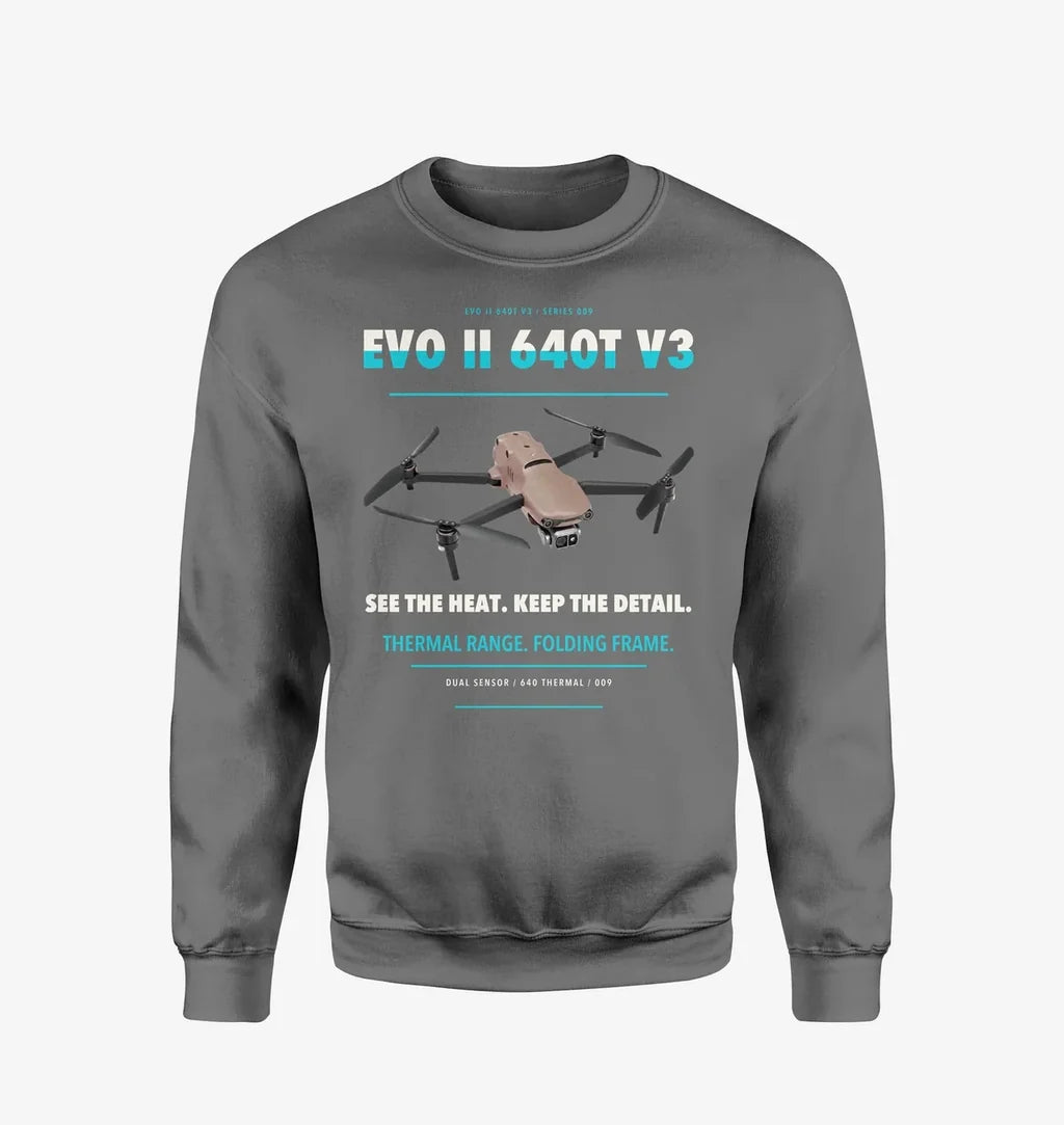 Autel EVO II Dual 640T V3 design on gray sweatshirt
