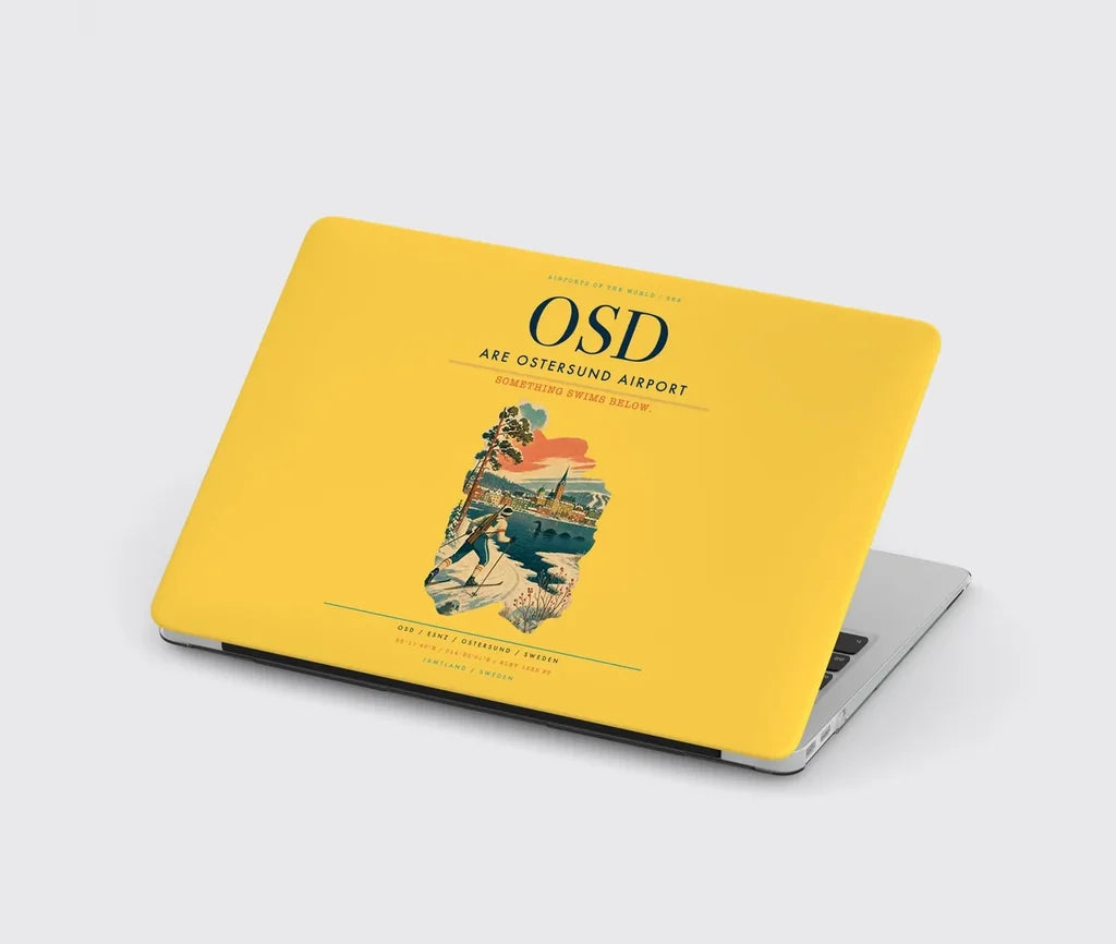 Are Ostersund Airport (OSD) design on yellow MacBook case