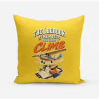 Thumbnail for The Logbook Remembers The First Climb design on yellow pillow
