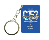 Thumbnail for Cessna 152 design on blue designed key chain, double-side print