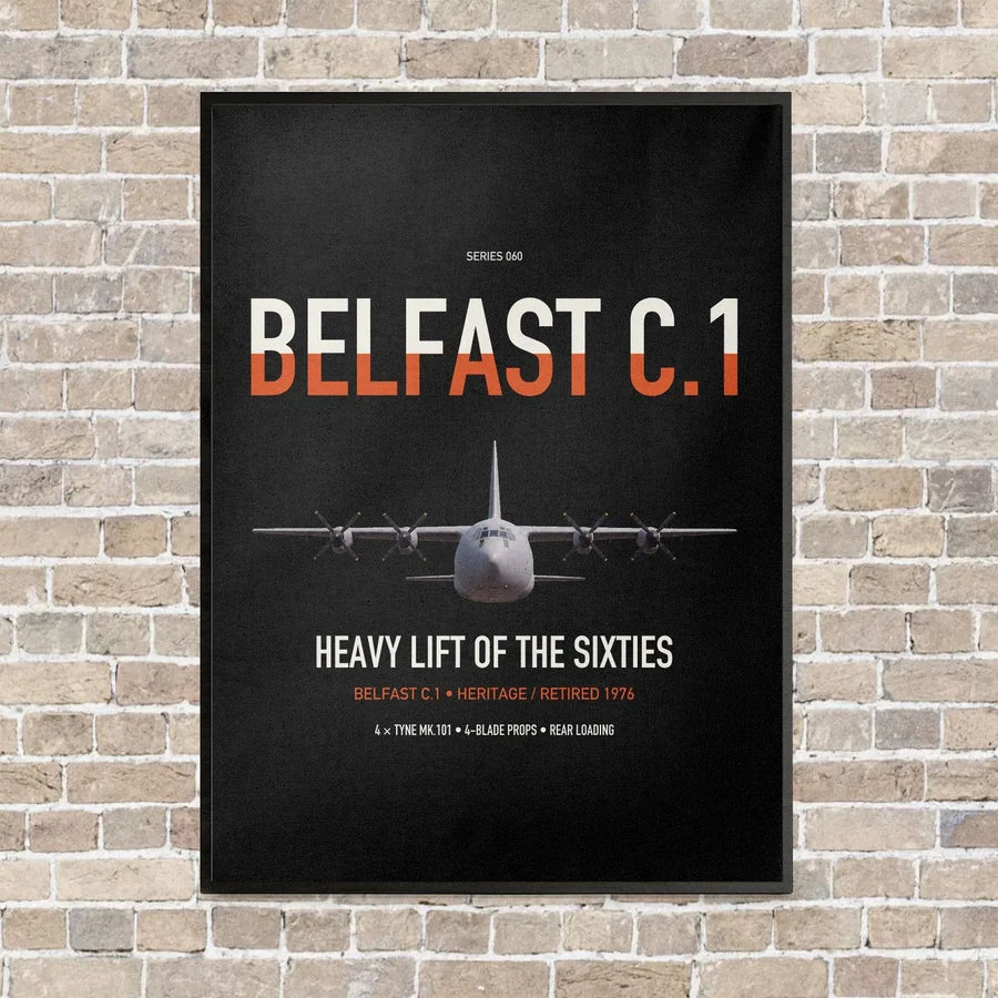 Short Belfast C.1 vertical canvas print - framed - black background