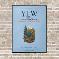 Thumbnail for Kelowna International Airport YLW vertical canvas print - framed - light blue background