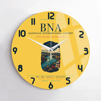 Thumbnail for Nashville International Airport (BNA) design on yellow no frame wall clock