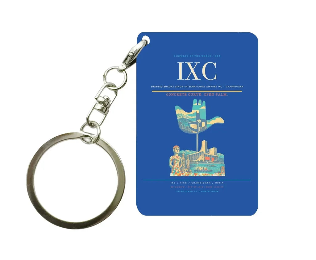 Shaheed Bhagat Singh International Airport IXC — Chandigarh Key Chain design on blue key chain