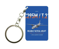 Thumbnail for Airbus C295M T.21 design on blue designed key chain, double-side print