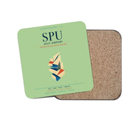 Thumbnail for Split Airport (SPU) design on light green 1 piece coaster