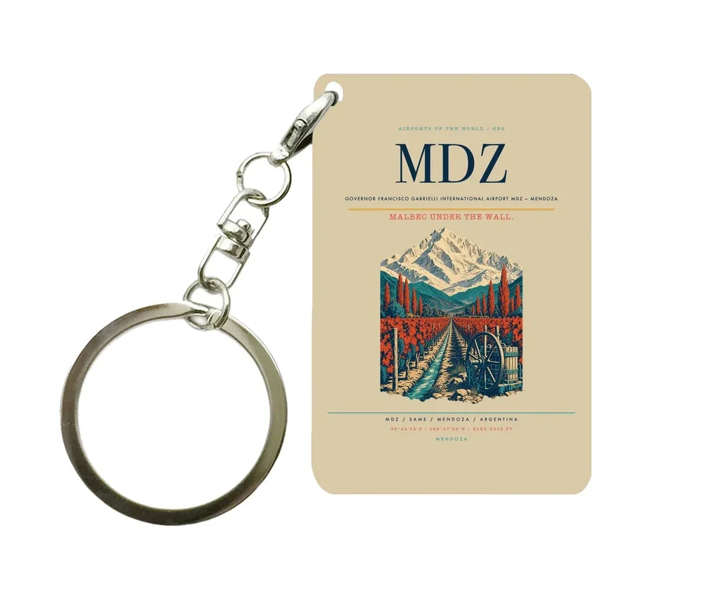 Governor Francisco Gabrielli International Airport (MDZ) design on beige key chain