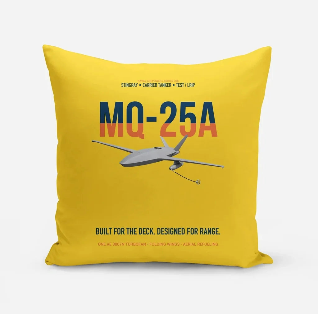 MQ-25A STINGRAY design on yellow pillow