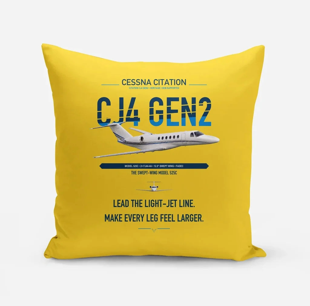 Cessna Citation CJ4 Gen2 design on yellow pillow