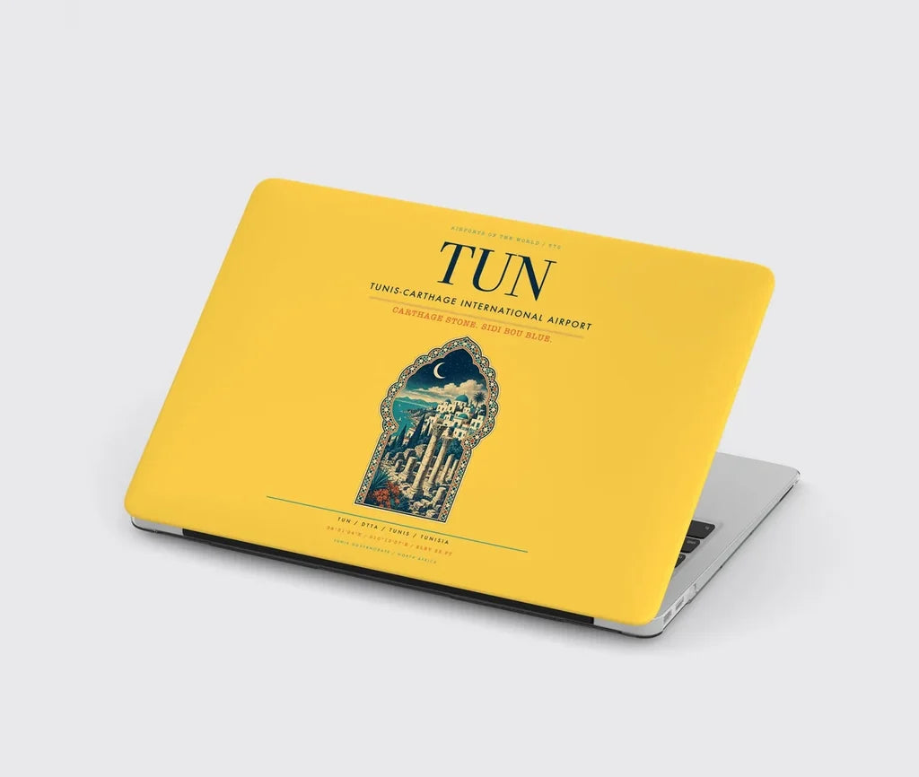 Tunis-Carthage International Airport (TUN) design on yellow MacBook case