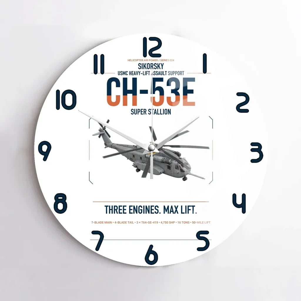 Sikorsky CH-53E Super Stallion design on white no frame wall clock