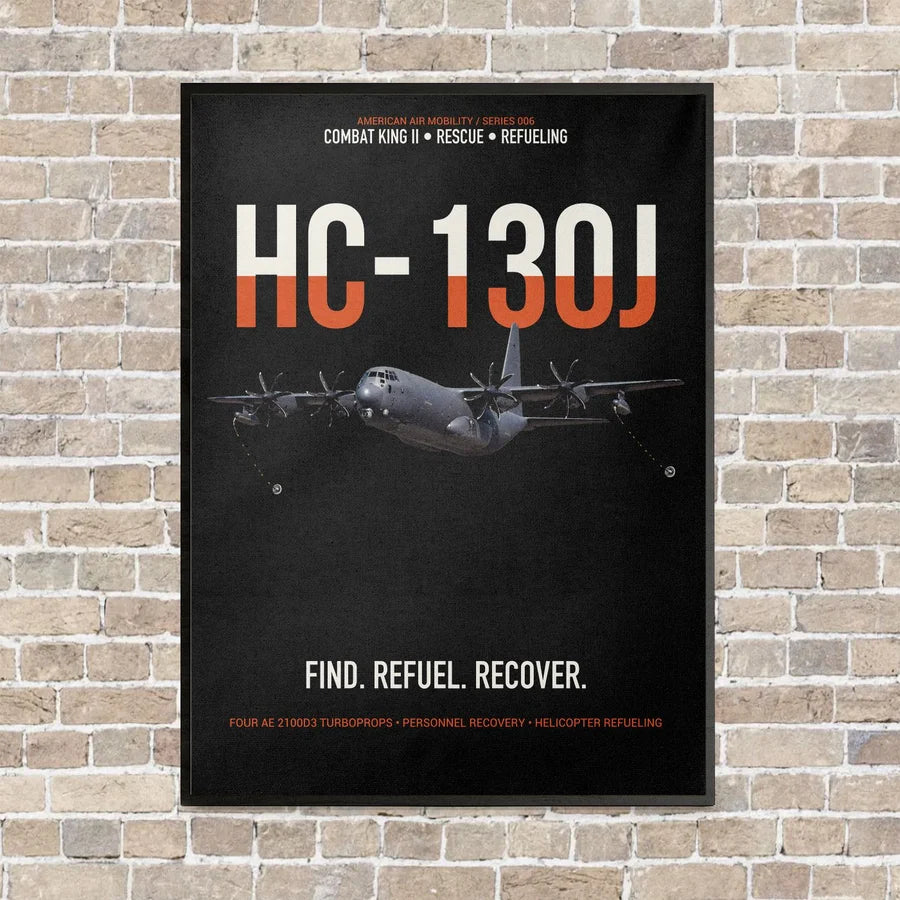 HC-130J COMBAT KING II vertical canvas print - framed - black background