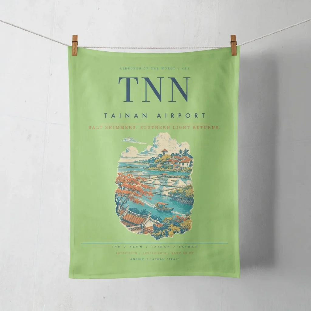 Tainan Airport (TNN) design on light green towel