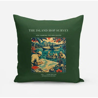 Thumbnail for VINTAGE G4209 - The Island Hop Survey - Designed Pillows design on darkgreen