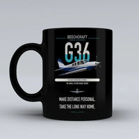 Thumbnail for Beechcraft Bonanza G36 design on black ceramic mug, double-side print