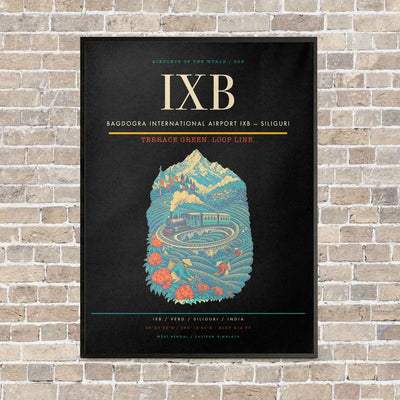 Bagdogra International Airport IXB — Siliguri vertical canvas print - framed - black background