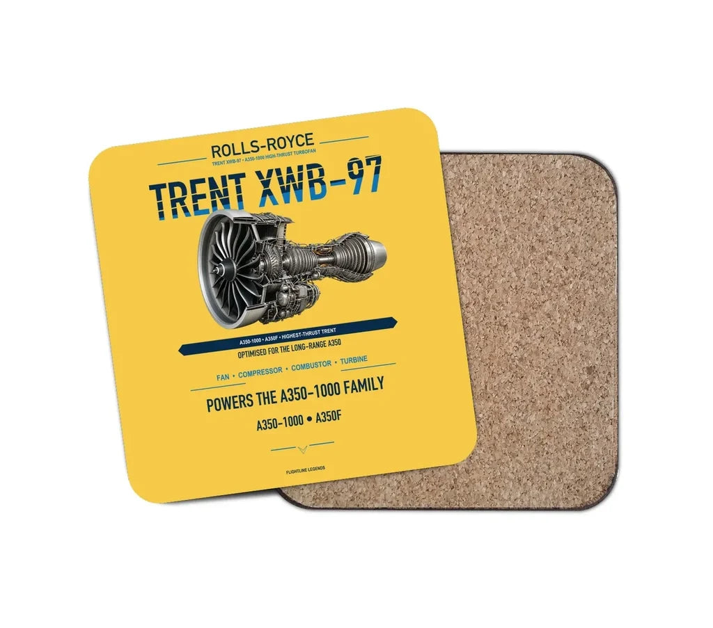 TRENT XWB-97 design on yellow 1 piece coaster