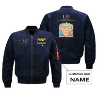 Thumbnail for Almería Airport (LEI) design on blue bomber jacket with custom name patch