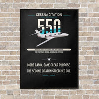 Thumbnail for Cessna Citation 550 - Citation II vertical canvas print - framed - black background