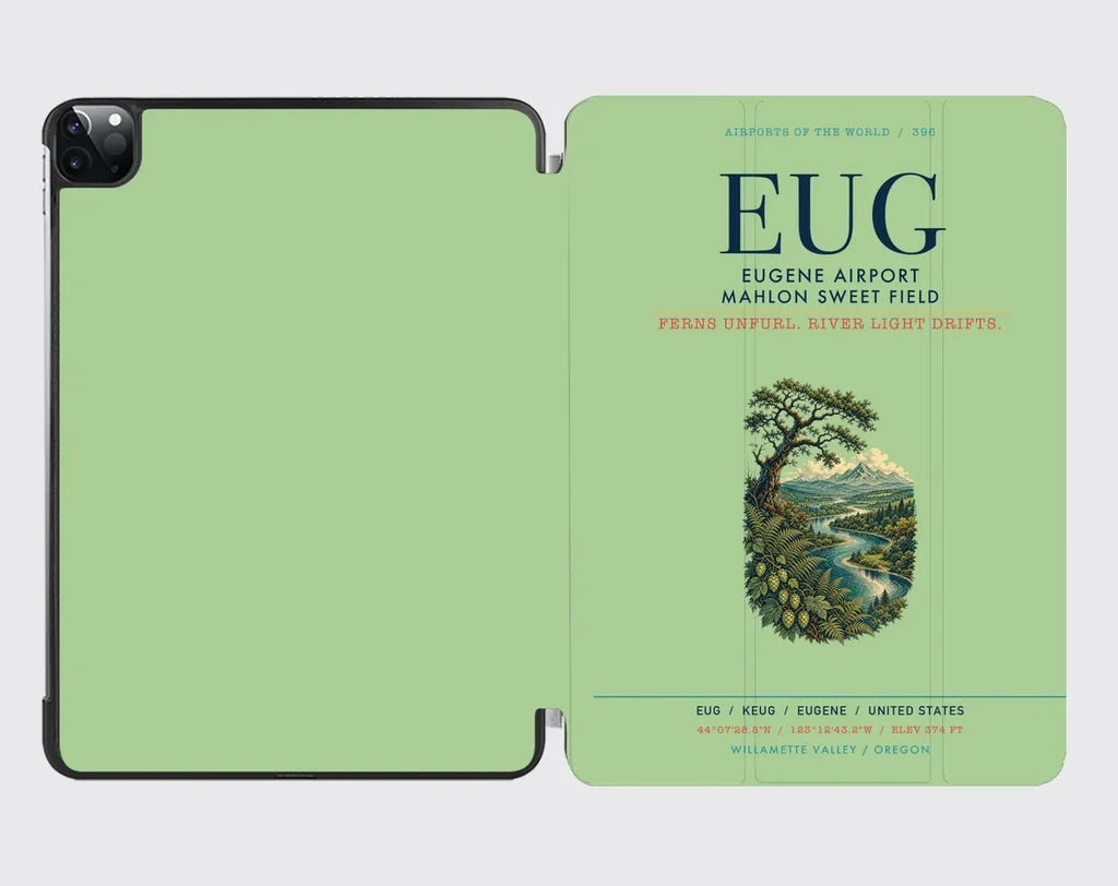 Eugene Airport Mahlon Sweet Field (EUG) design on light green ipad tablet case